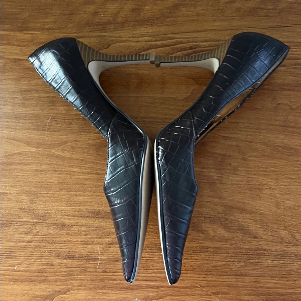 RAMPAGE HEELS BROWN Croc-Embossed
